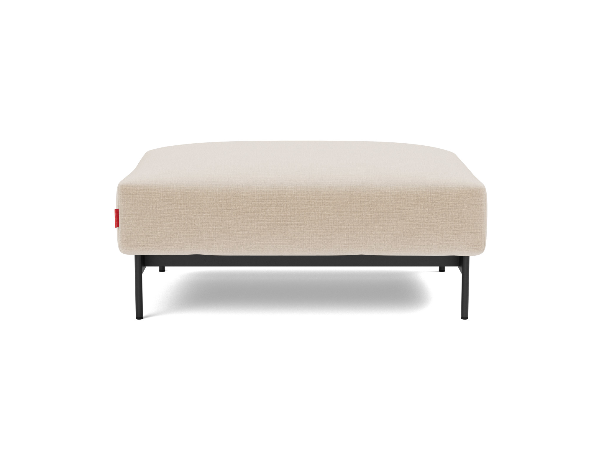 Hocker Malloy Chenille Esina 410-Almond-Beige Beine Schwarzes Metall
