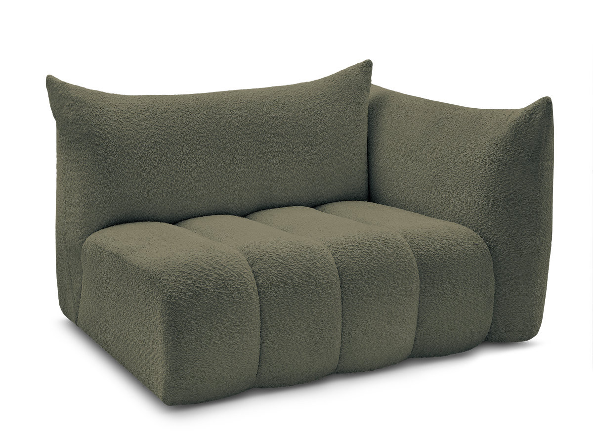 Bobochic Azra Sofamodul 2-Sitzer 143 × 112 cm Bouclé-Stoff Grün Ecke rechts