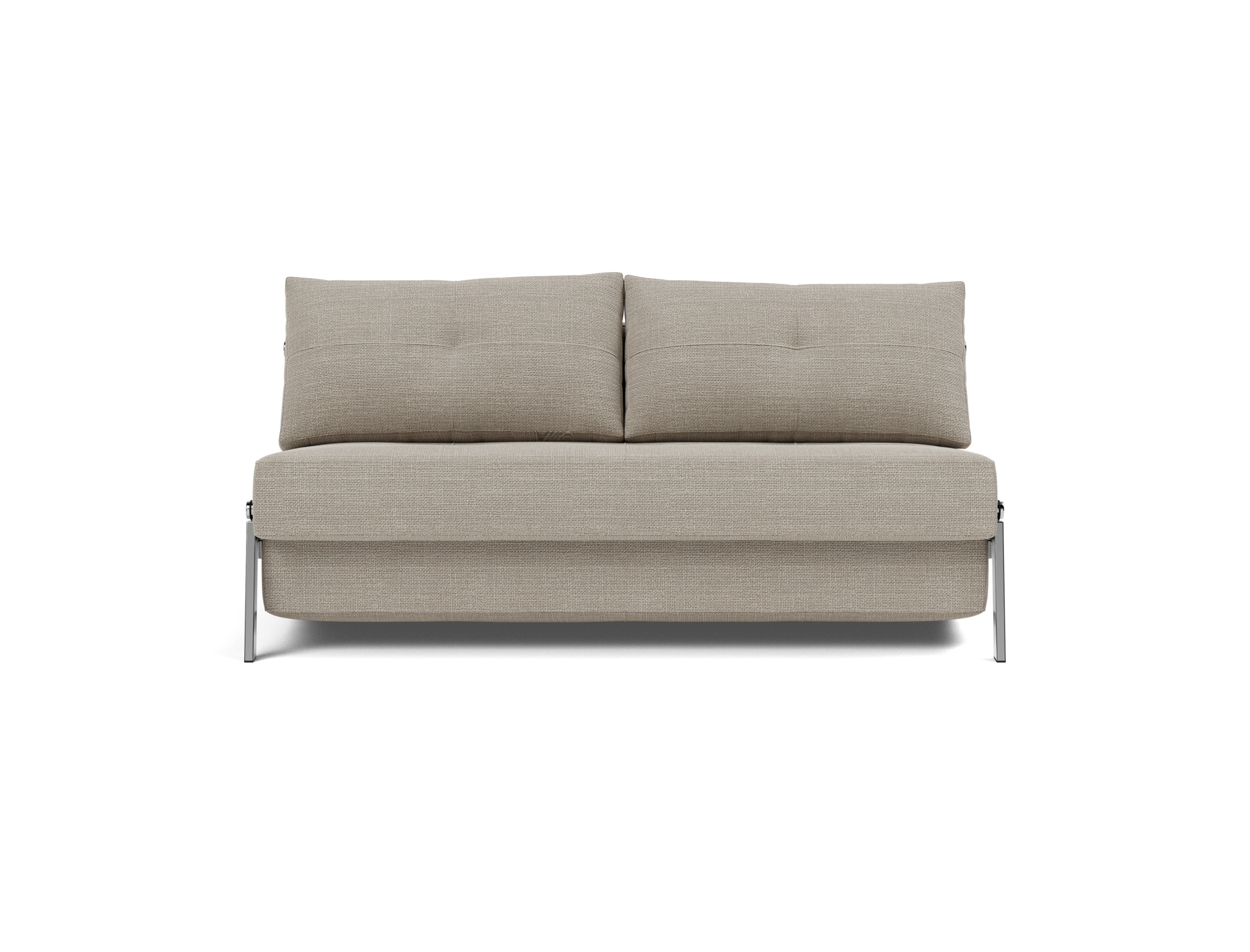 Schlafsofa Cubed 160 Strukturierter Stoff Kenya 579-Gravel Beine Chrom