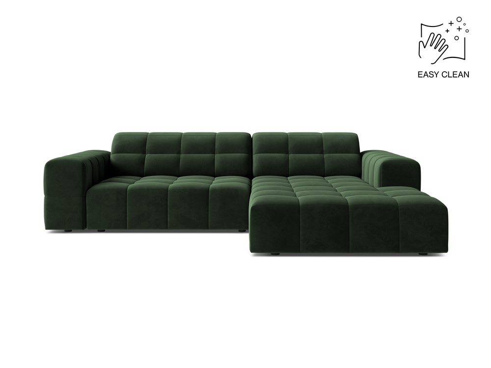 Cosmopolitan Design Ecksofa Chicago 3-Sitzer Samt Venus Flaschengrün Rechts