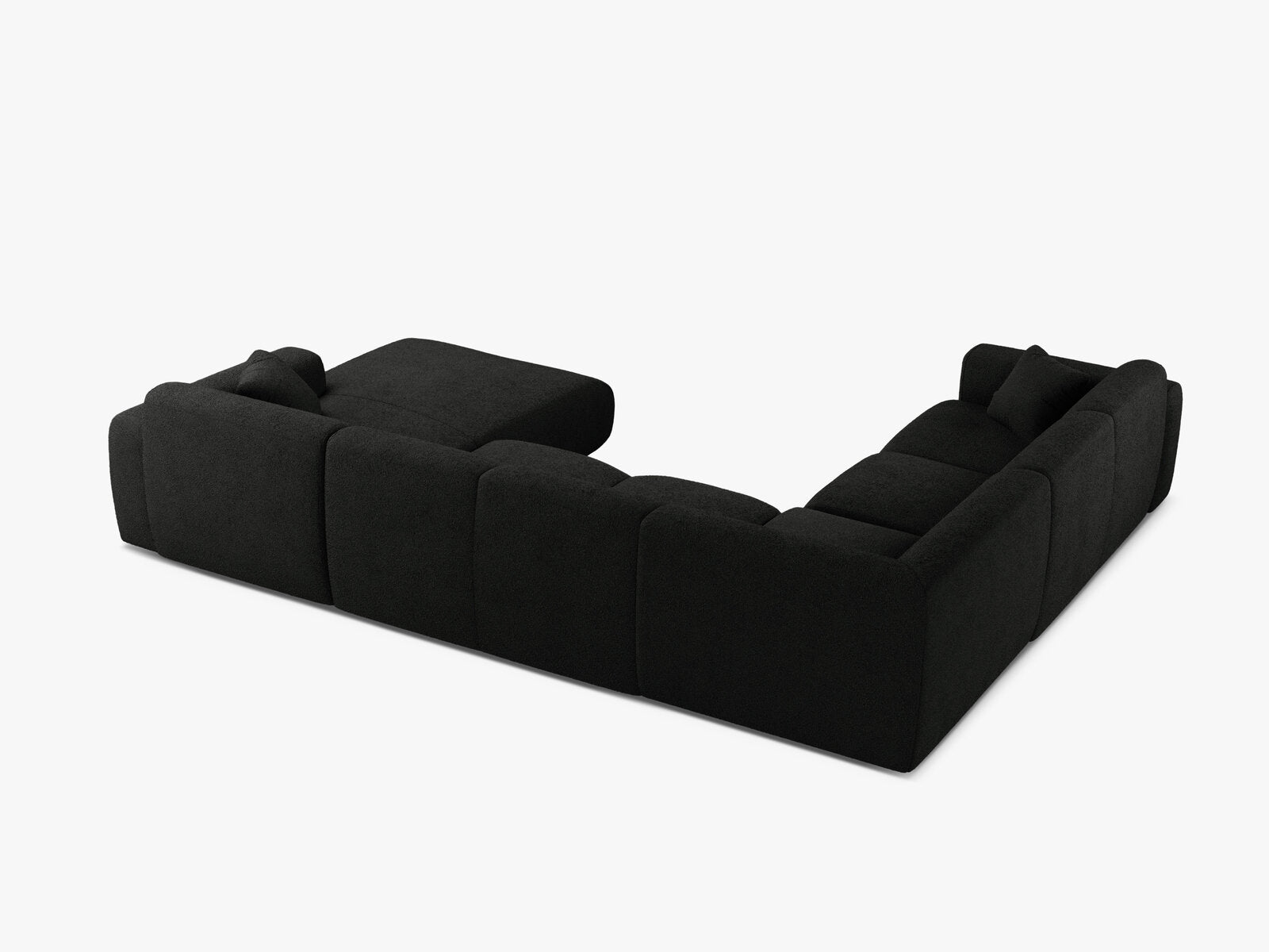 Micadoni Molino Panoramasofa 6-Sitzer Links Boucle Baloo Schwarz