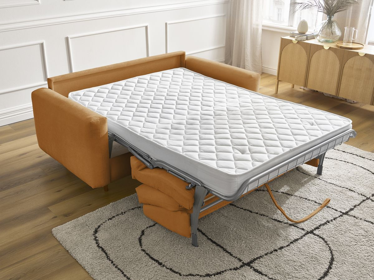 Bobochic Cocoone Schlafsofa 3-Sitzer Stoff Gelb, Liegefläche 140 × 200 cm