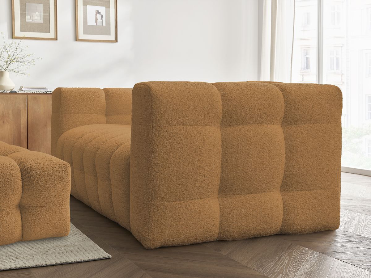 Bobochic Cloud Schlafsofa 3-Sitzer mit Pouf Bouclé-Stoff Gelb