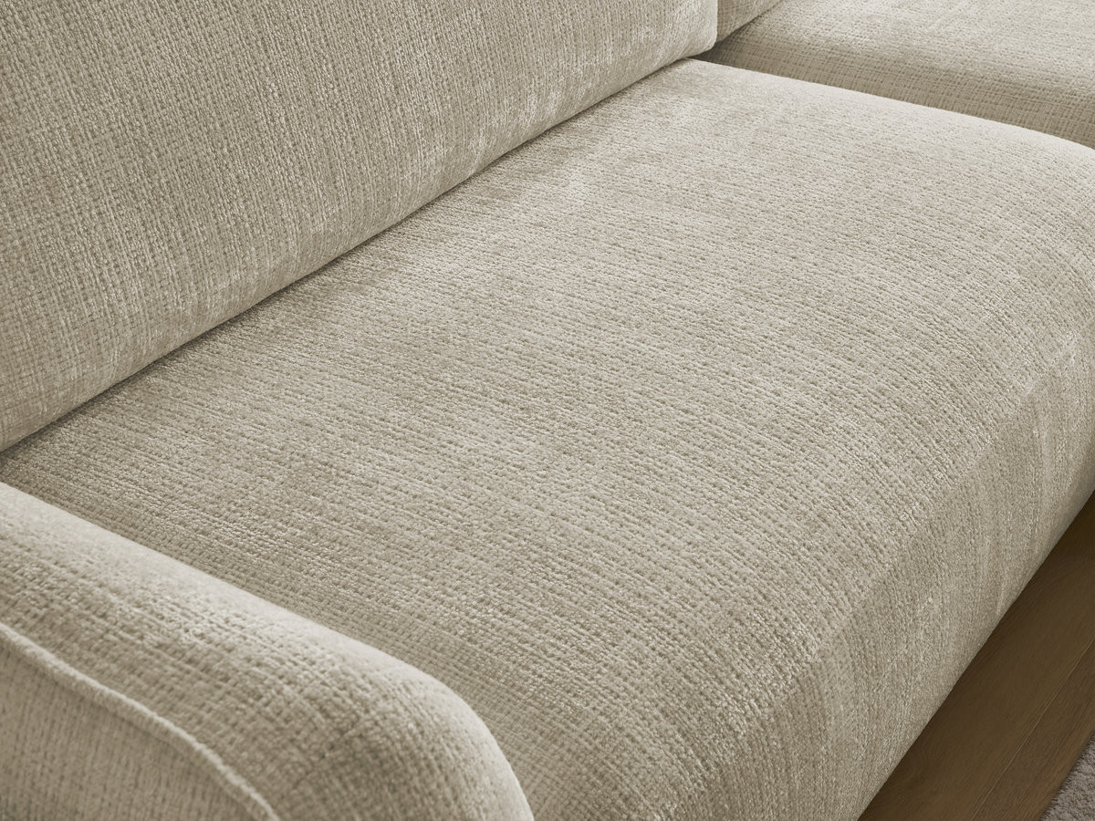 Bobochic Denise Ecksofa mit Schlaffunktion und Bettkasten 258 × 160 cm Strukturstoff Beige Ecke rechts
