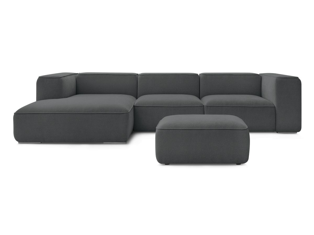 Bobochic Zephyr Ecksofa mit Pouf 349 × 165 cm Strukturstoff Dunkelgrau Ecke links