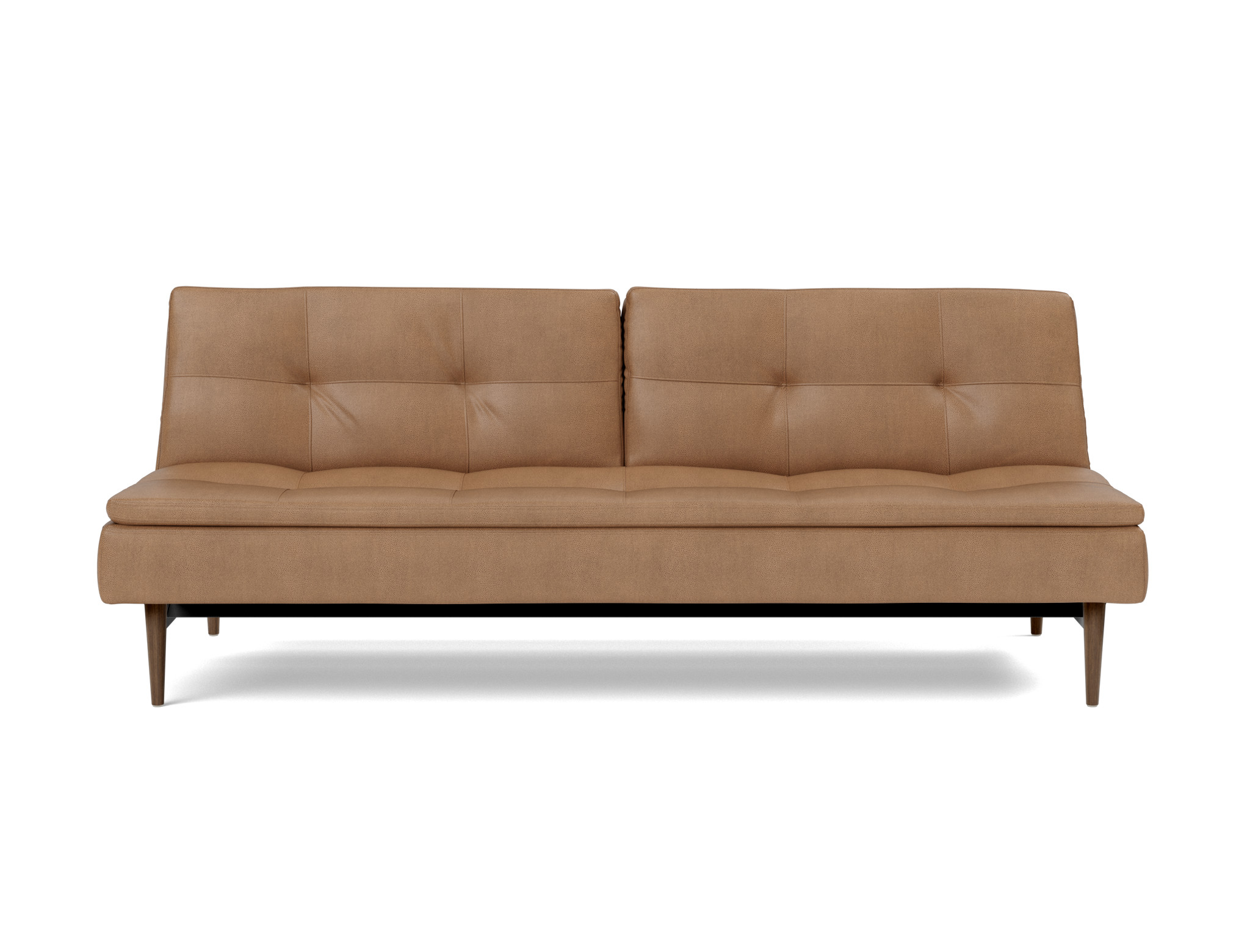 Schlafsofa Dublexo Lederoptik Faunal 551-Brown Beine Styletto Eiche dunkel