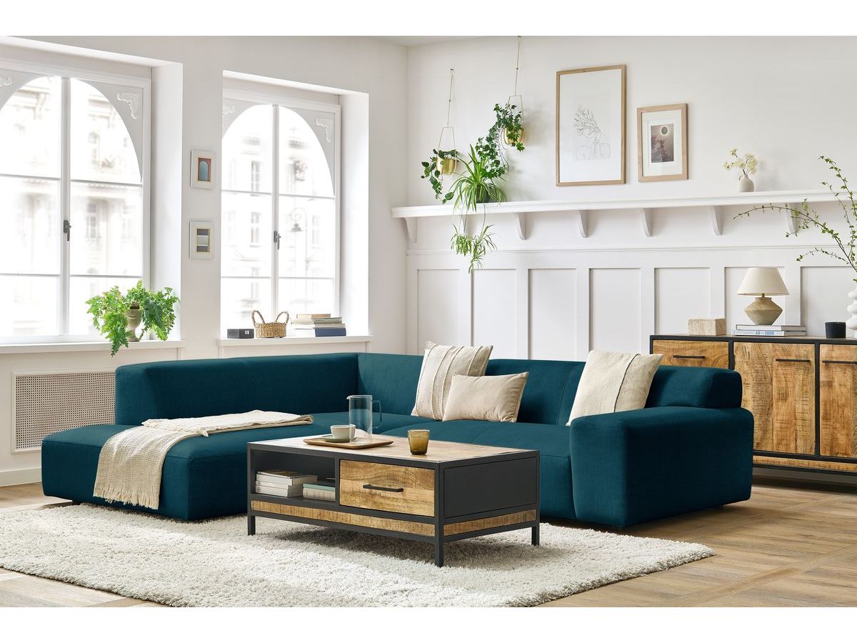 Bobochic Lavena Ecksofa 272 × 220 cm Samt Dunkelblau Ecke links