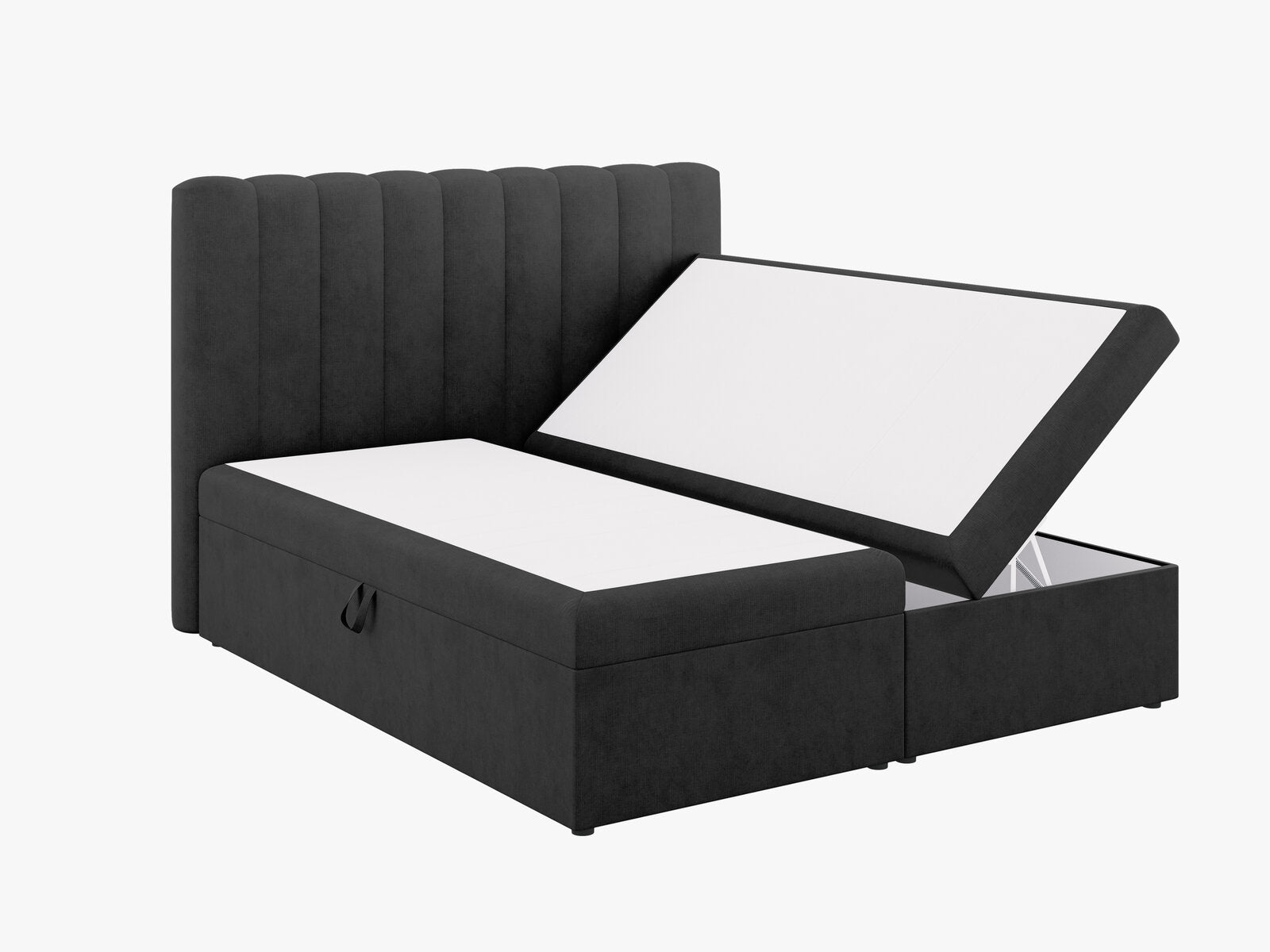 Micadoni Boxspringbett Kelp Strukturierter Stoff Anthrazit 140x200