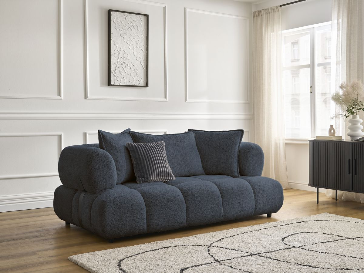 Bobochic Alya Sofa 2-Sitzer Bouclé-Stoff Dunkelblau
