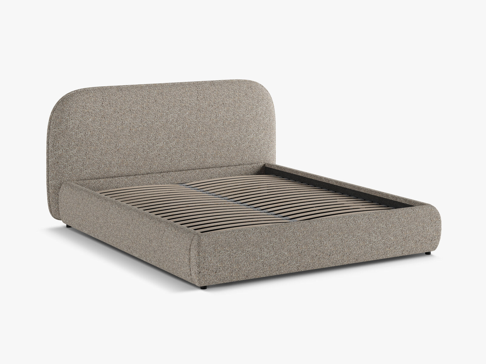 Micadoni Murada Bett mit Bettkasten und Kopfteil Chenille Tracy Graubraun Melange 200x200