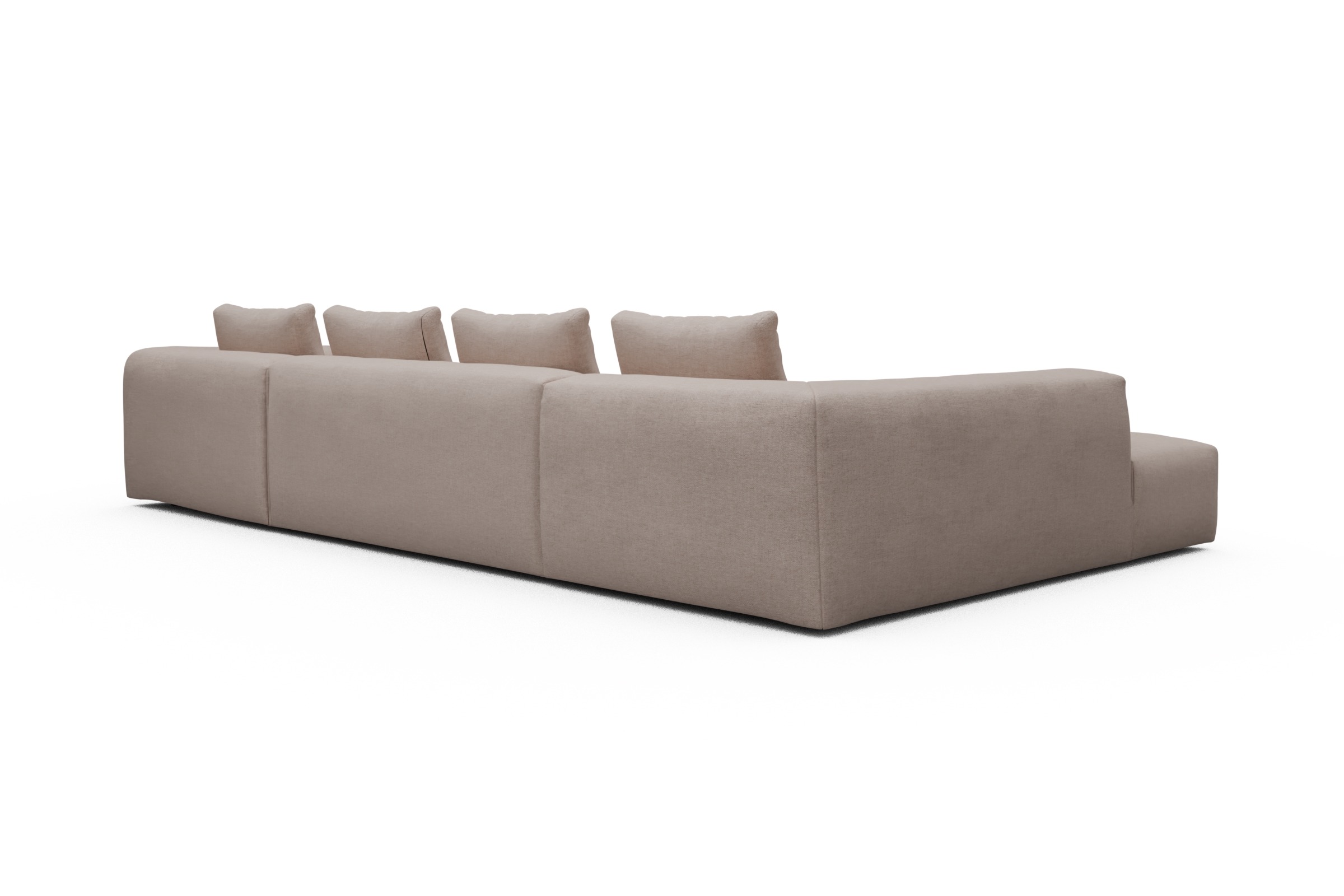 Wohnlandschaft Fred Relax-Ecke links mit 2-Sitzer und Chaiselongue rechts Strukturierter Stoff Weda 300-Weda-Sand