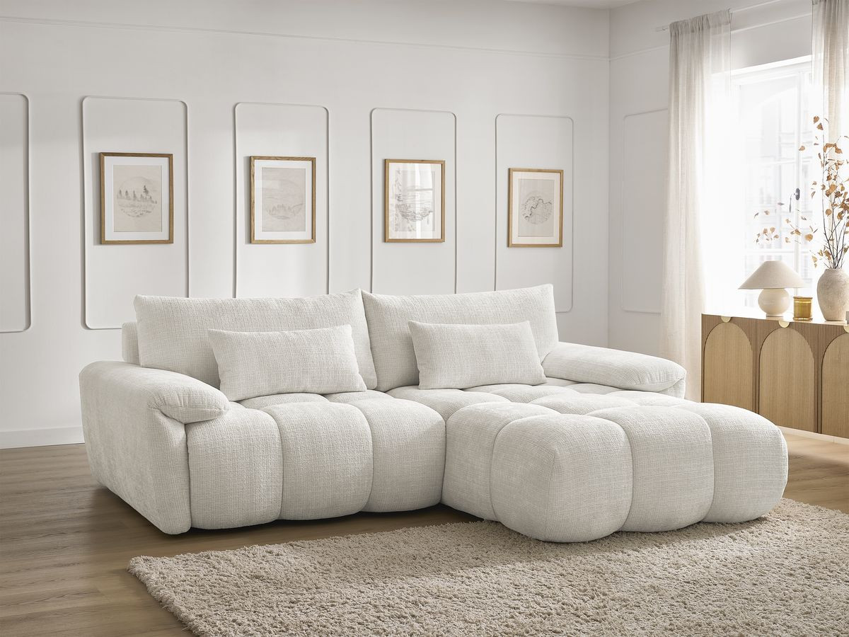 Bobochic Ivane Ecksofa Strukturstoff Weiß Ecke rechts