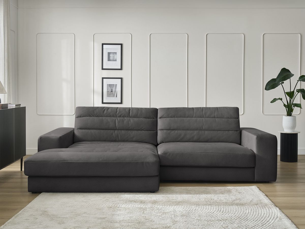 Bobochic Sierra Ecksofa Samt Schwarz Ecke links