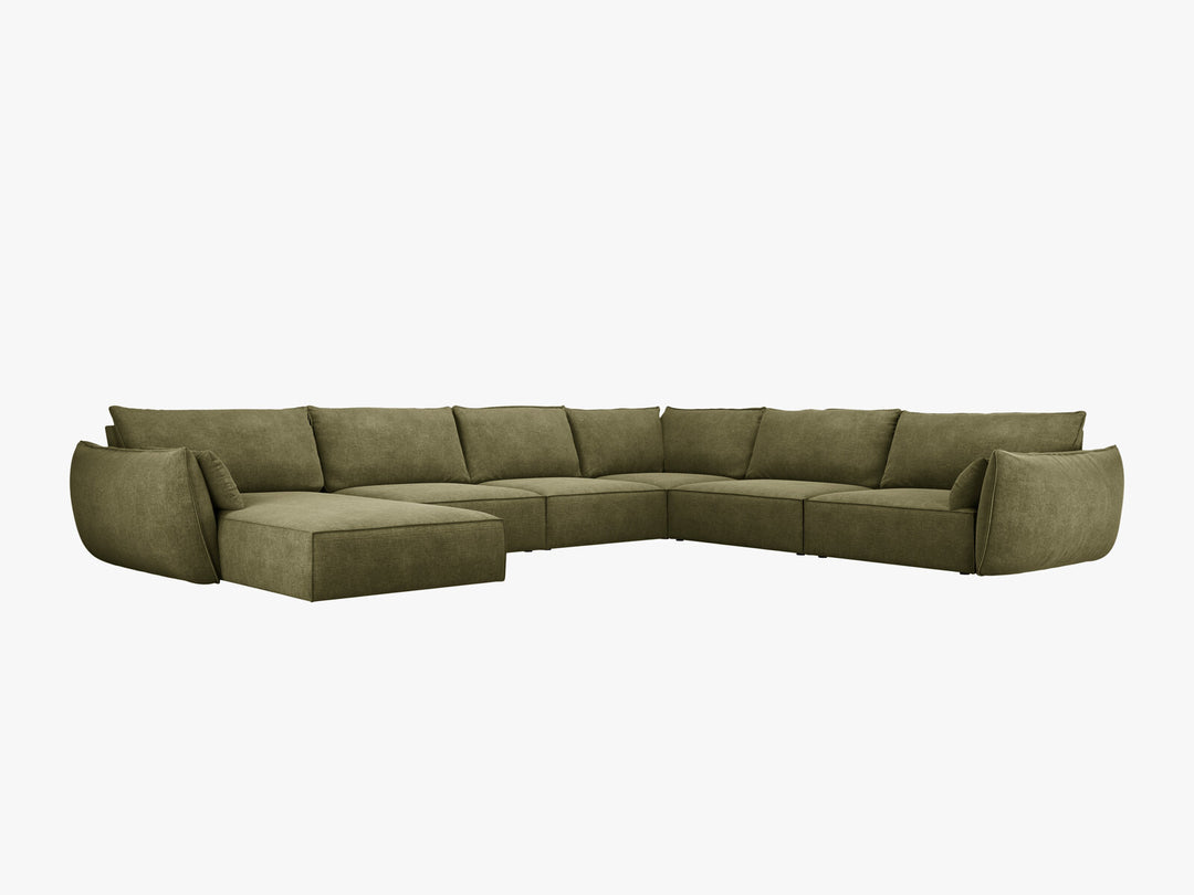 Micadoni Panorama-Ecksofa Kaelle 8-Sitzer Rechts Chenille Over The Horizon Grün