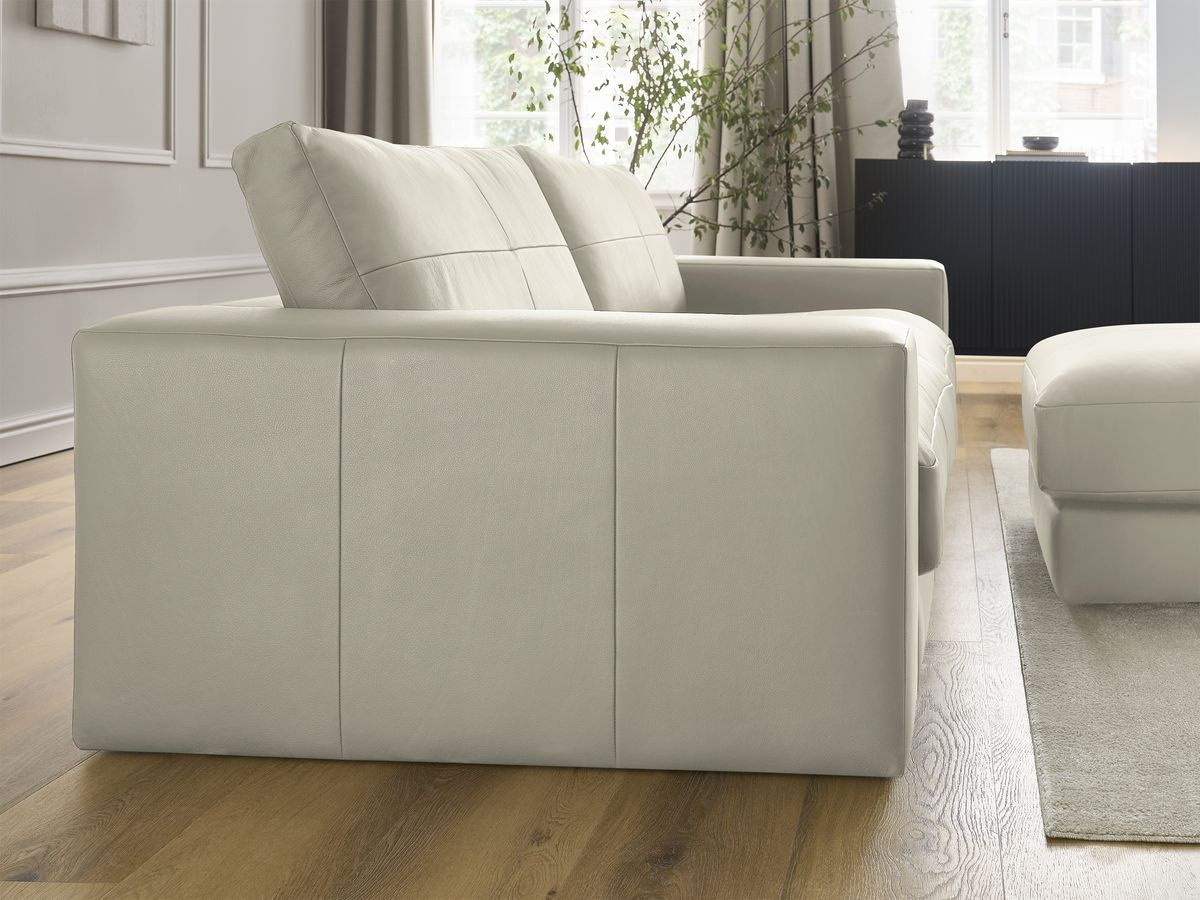 Bobochic Leonard Sofa 4-Sitzer mit Pouf 274 × 109 cm Leder Beige