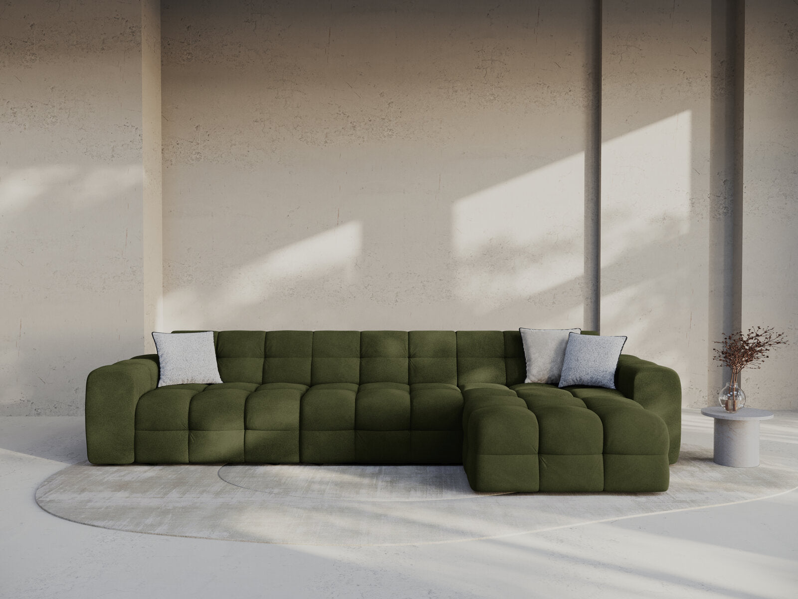 Micadoni Ecksofa Kendal 5-Sitzer Rechts Samt Armeegrün