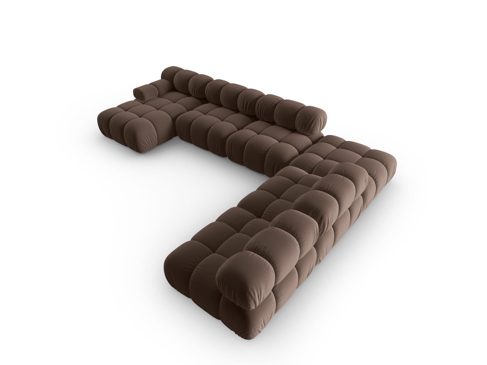 Micadoni Modulares Panorama Ecksofa Bellis 7-Sitzer Rechts Samt Bluvel Dunkelbraun