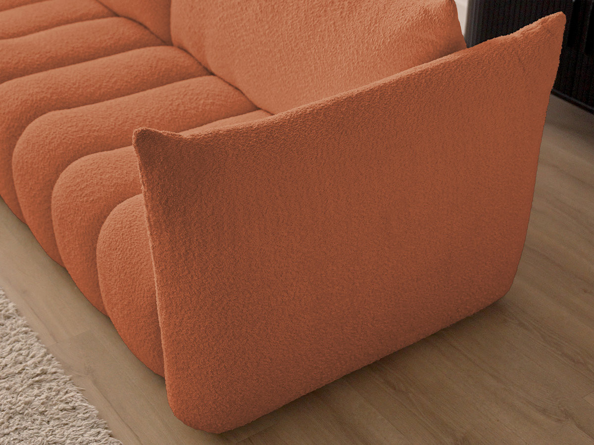 Bobochic Azra Ecksofa mit Pouf 262 × 178 cm Bouclé-Stoff Orange Ecke links