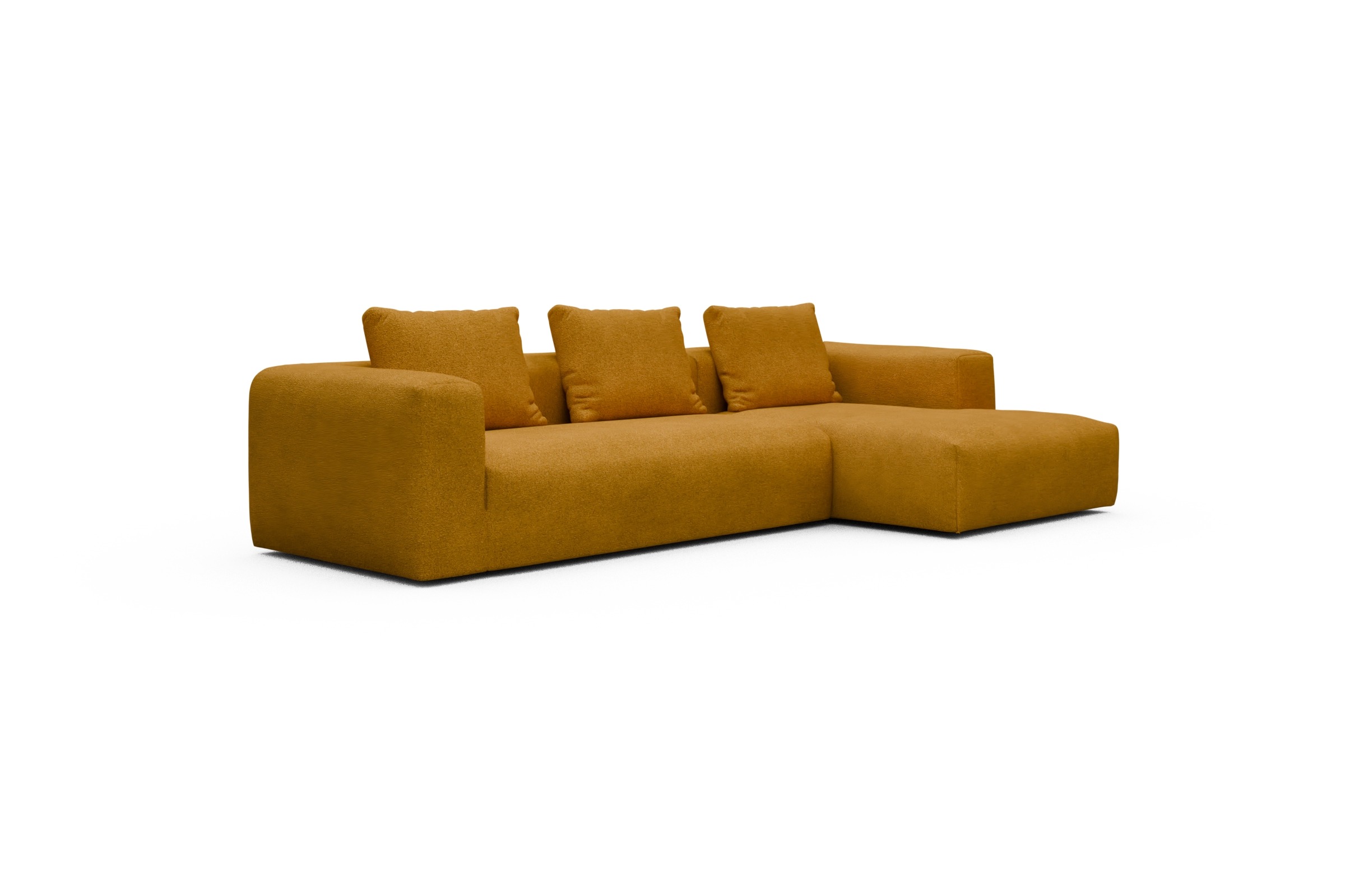 Ecksofa Fred Chaiselongue rechts mit 2,5-Sitzer Boucle-Ochre