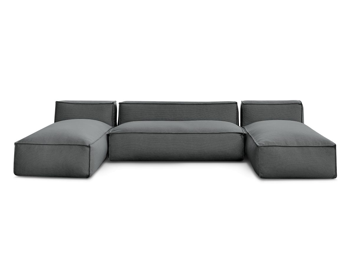 Bobochic Biarritz Gartensofa 4-Sitzer Melange-Stoff Schwarz