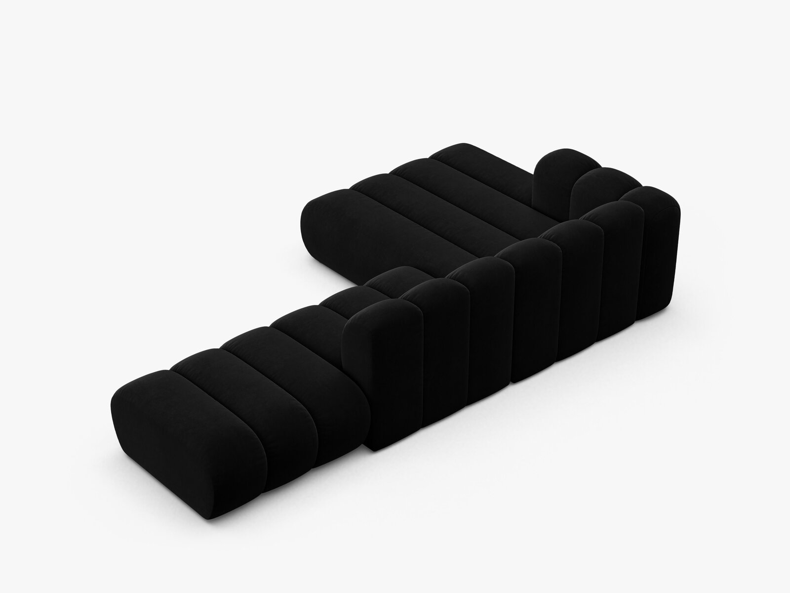 Micadoni Modulares Ecksofa offen Lupine 5-Sitzer Links Samt Salvador Schwarz