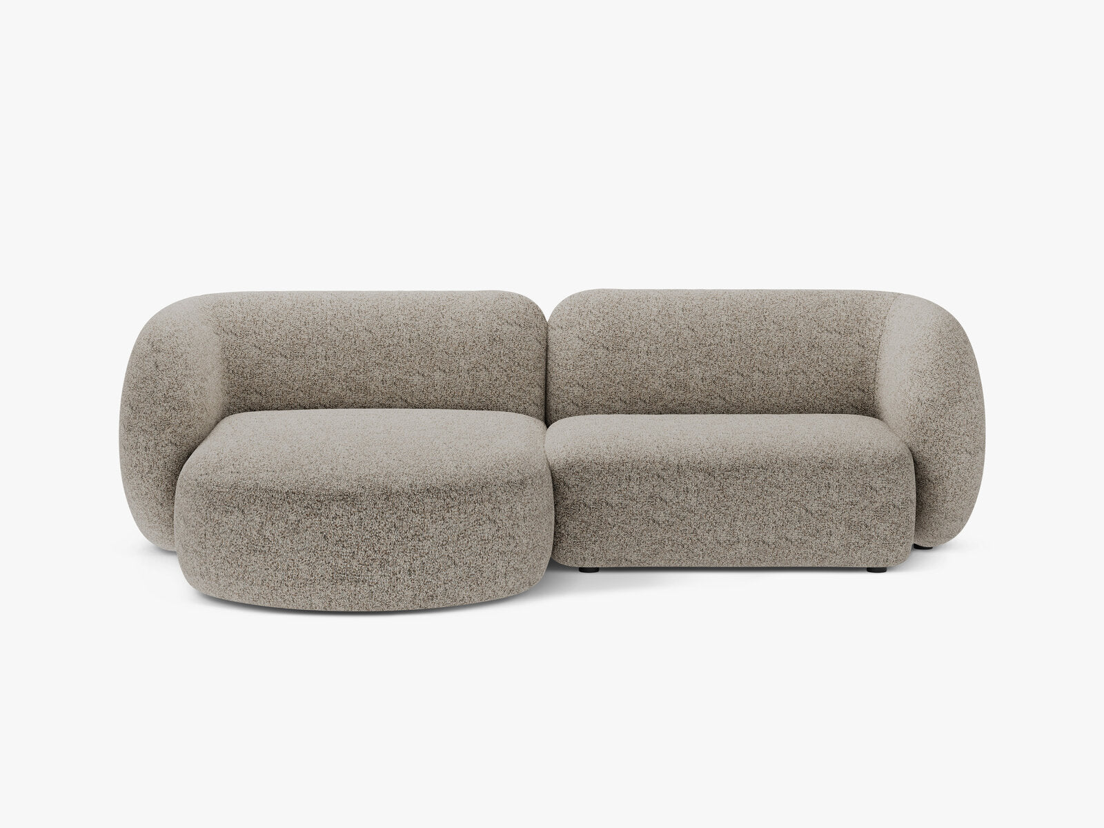 Micadoni Ecksofa Kate 2-Sitzer Links Strukturierter Stoff Puente Beige Melange