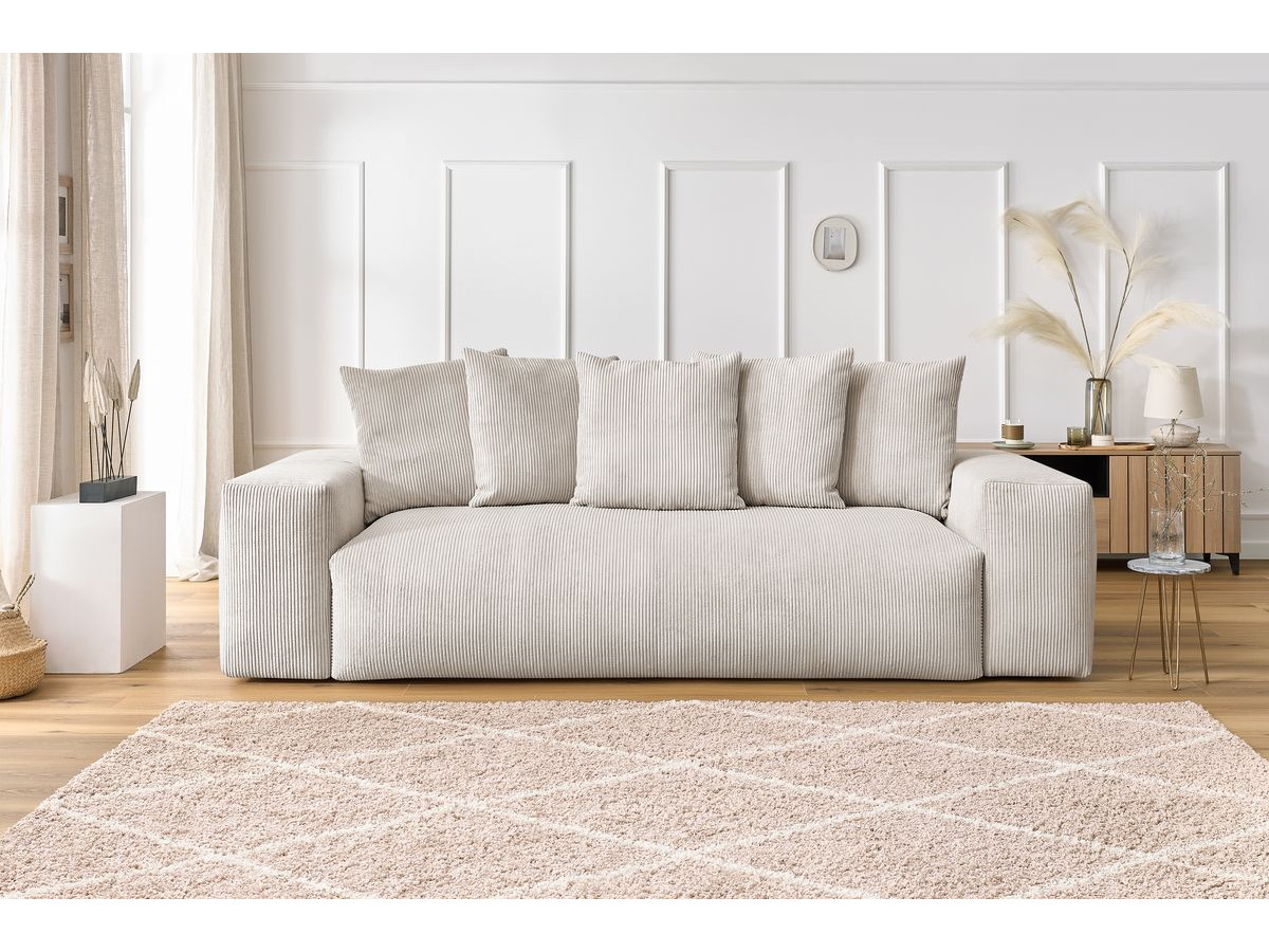 Bobochic Voltaire Sofa 3-Sitzer 280 × 124 cm Cordsamt Beige
