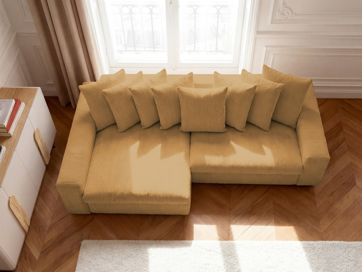 Bobochic Enore Ecksofa 330 × 157 cm Cordsamt Gelb Ecke links