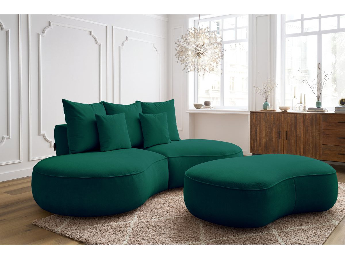 Bobochic Saint-germain Sofa 5-Sitzer mit Pouf Strukturstoff Grün