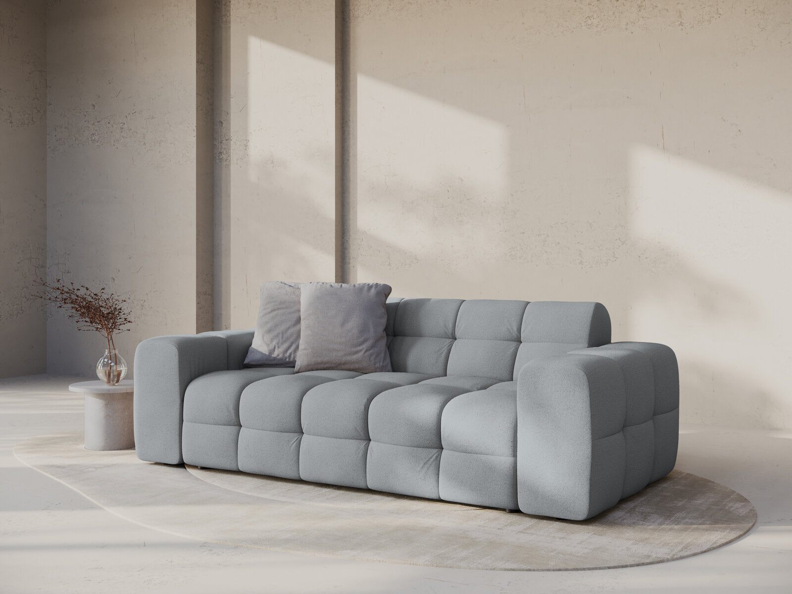 Micadoni Sofa Kendal 3-Sitzer Strukturierter Stoff Platinum