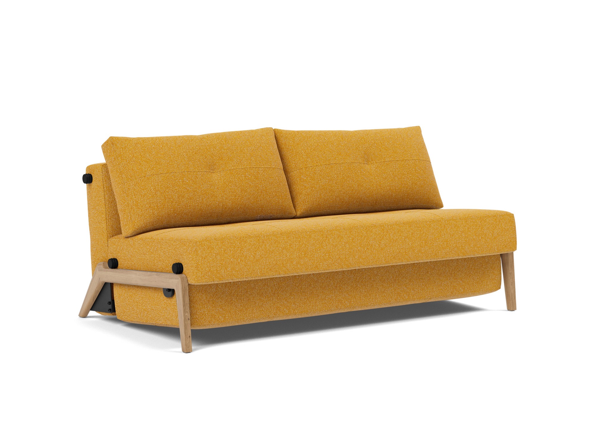 Schlafsofa Cubed 160 Boucle Skandi 536-Ochre Beine Eiche
