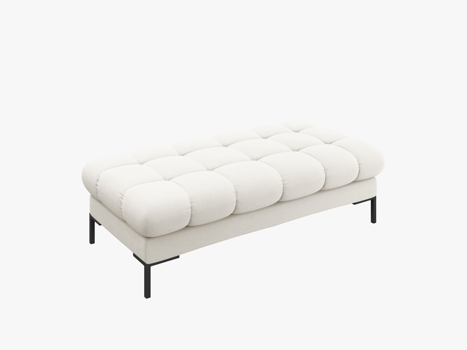 Micadoni Polsterbank Mamaia 2-Sitzer Strukturierter Stoff Neve Helles Beige schwarze Beine