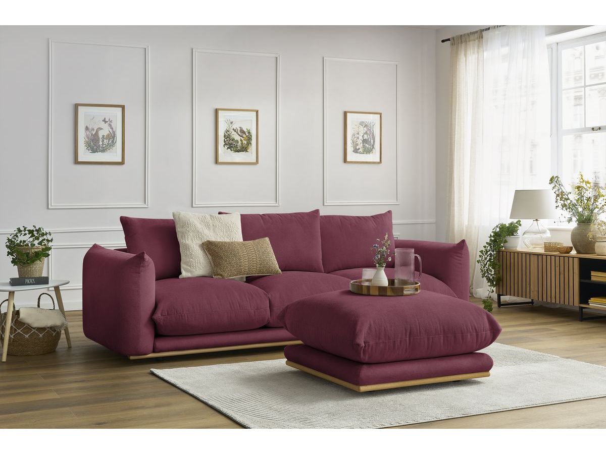 Bobochic Ernest Sofa 4-Sitzer mit Pouf Stoff Rot