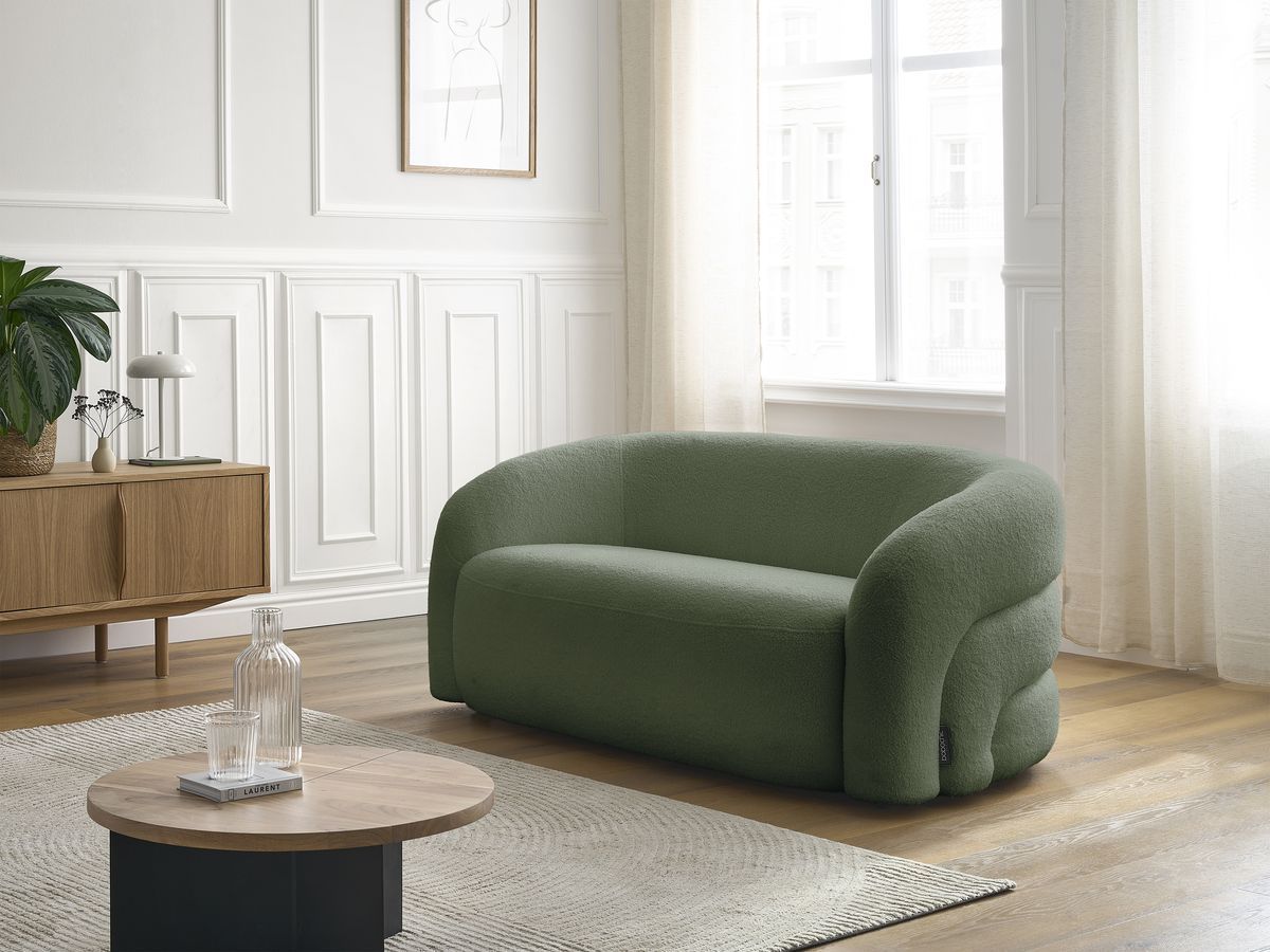 Bobochic Elina Sofa 2-Sitzer Bouclé-Stoff Grün