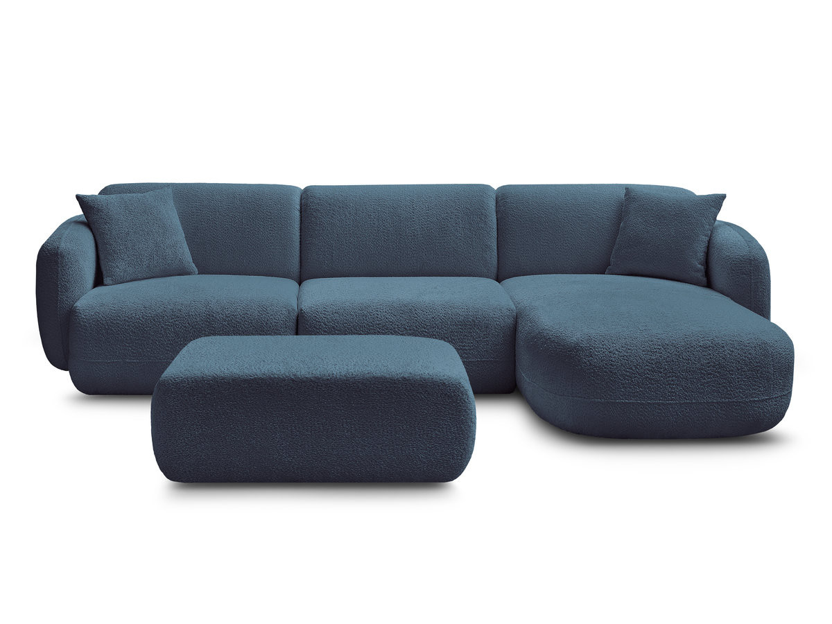 Bobochic Anda Ecksofa mit Pouf 292 × 163 cm Chenille Hellblau Ecke rechts