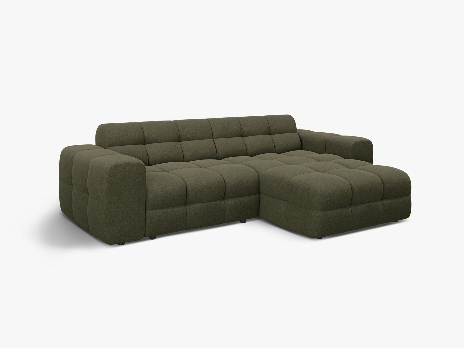 Micadoni Ecksofa Kendal 4-Sitzer Rechts Strukturierter Stoff Amazonas Grün