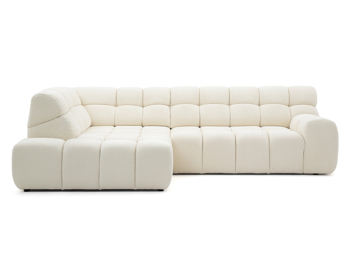 Bobochic Andre Ecksofa mit Schlaffunktion Chenille Weiß Ecke links