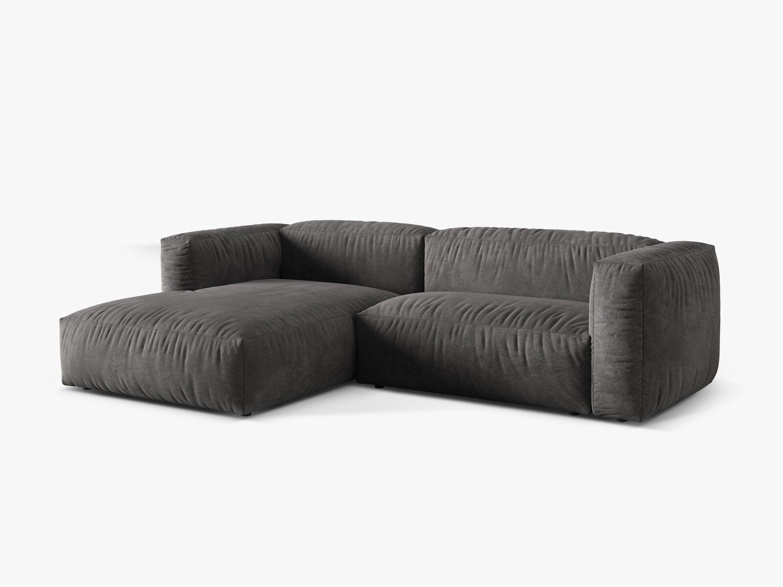 Micadoni Ecksofa Martina 2-Sitzer Links Samt Vogue Grau