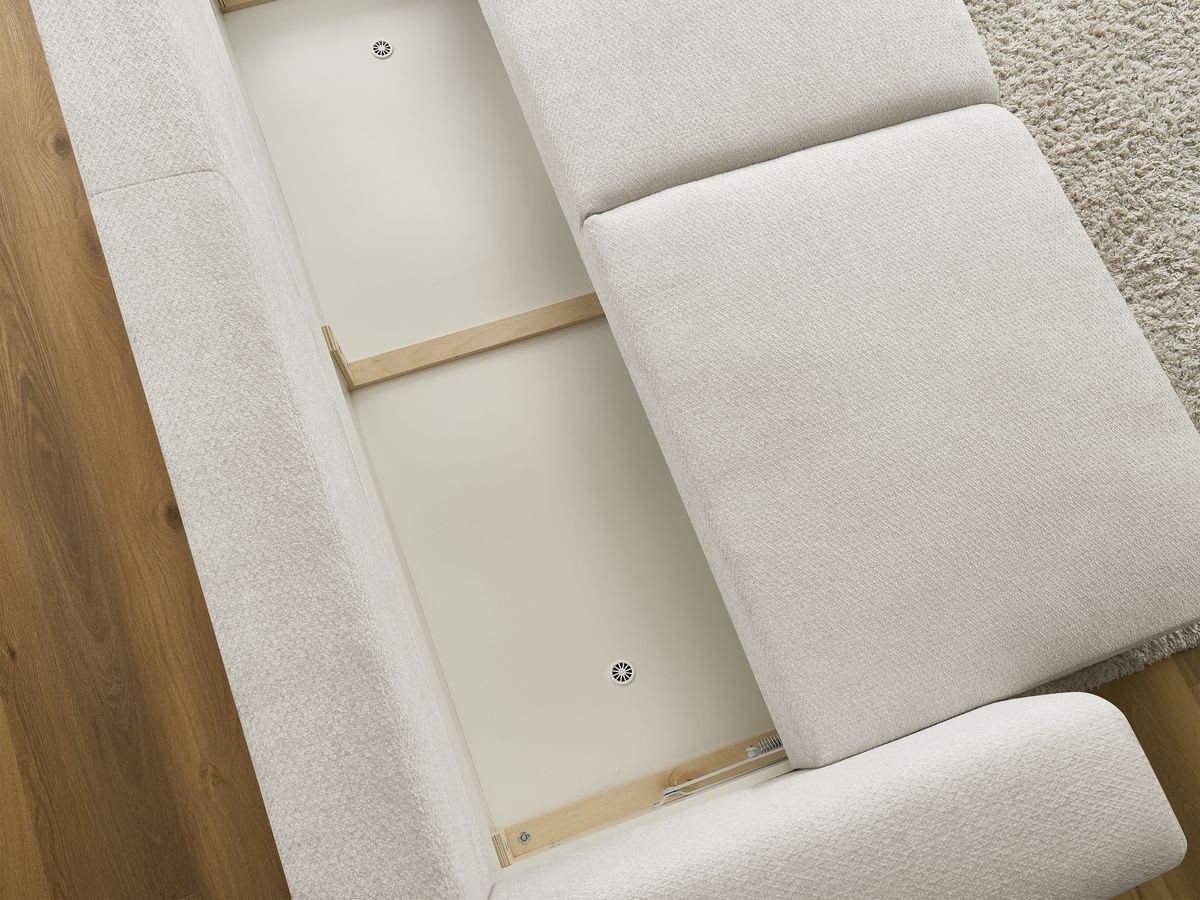 Bobochic Sidonie Schlafsofa 3-Sitzer mit Bettkasten Melange-Stoff Beige