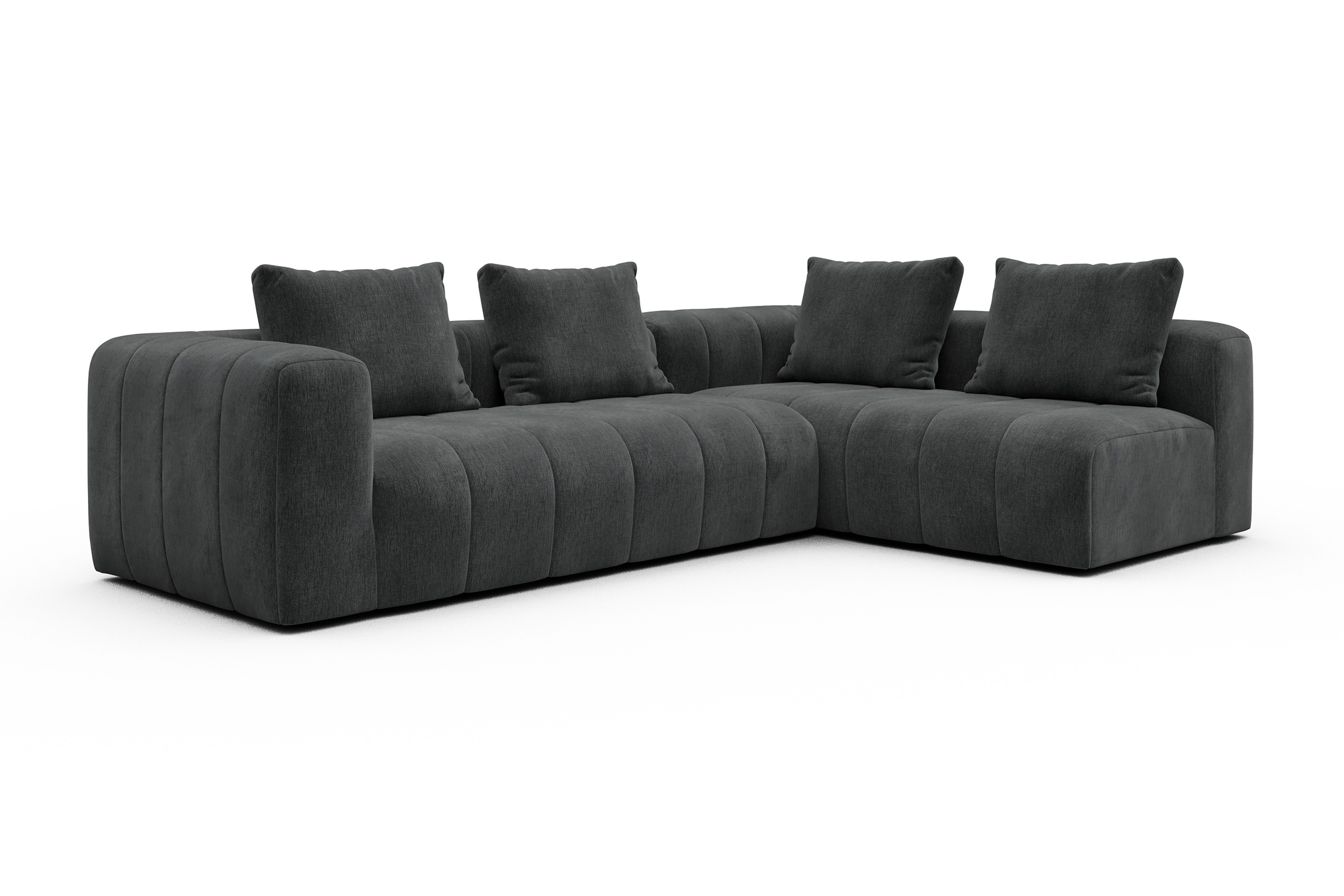 Ecksofa Hugo 2x 2,5-Sitzer Armlehne links Smooth-Deep-Warm-Grey
