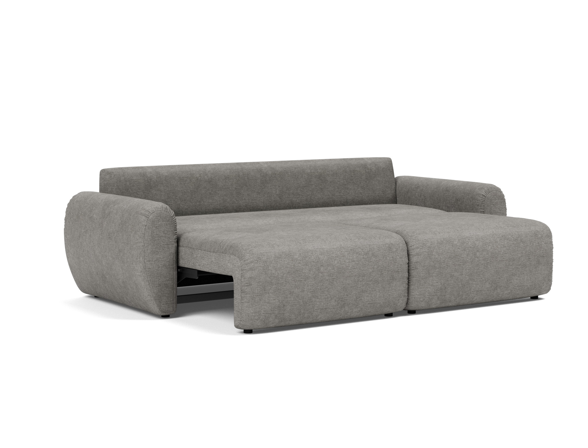 Schlafsofa Norum mit Curve-Armlehnen Flachgewebe Avella 282-Warm-Grey