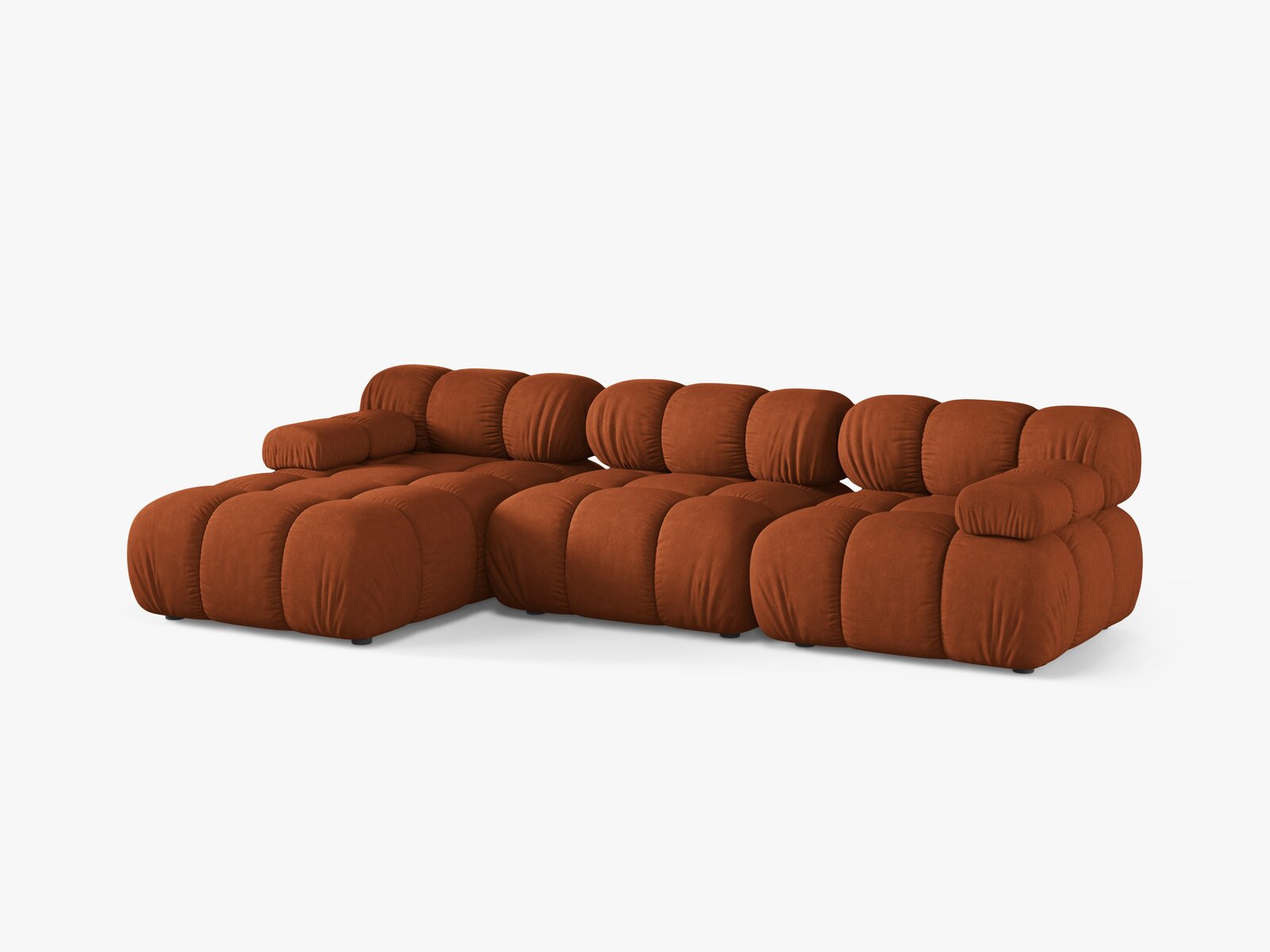 Micadoni Modulares Ecksofa Bellis 4-Sitzer Links Strukturierter Stoff Liberty Ziegel