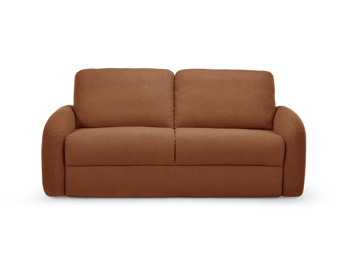 Bobochic Kenan Schlafsofa 3-Sitzer Bouclé-Stoff Orange, Liegefläche 140 × 196 cm