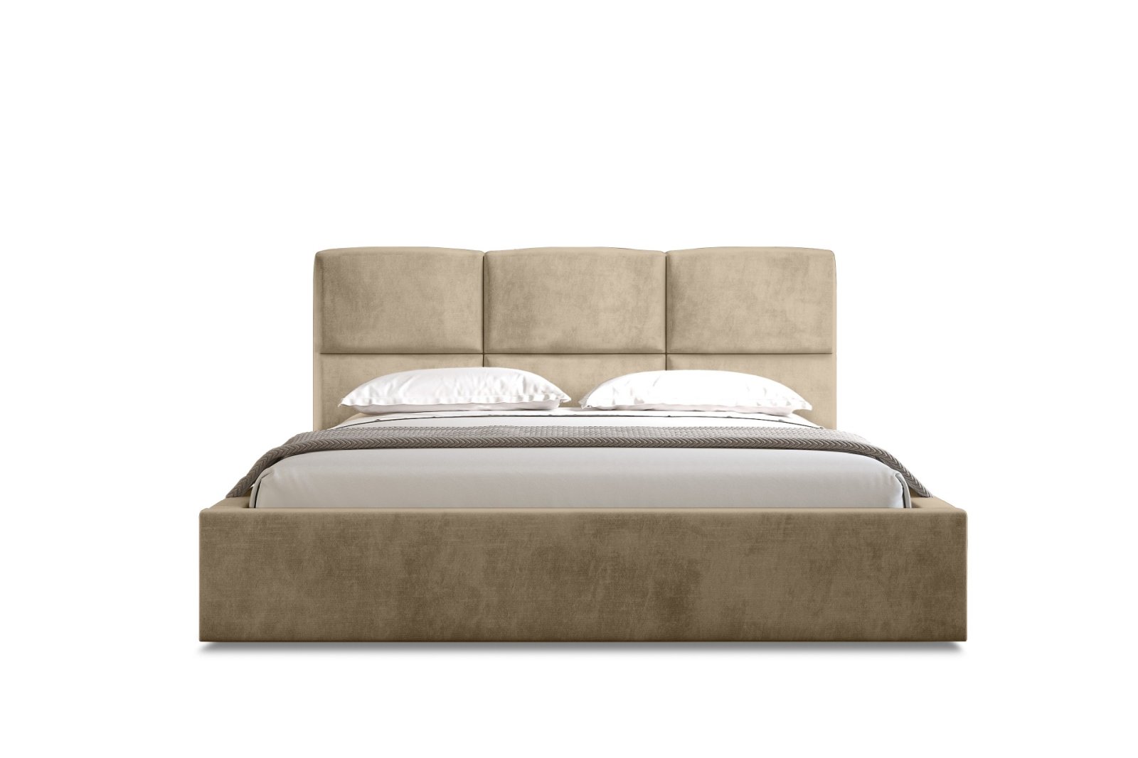 Polsterbett Portoza Samtstoff 180x200 mit Holzrahmen Macau Truffle