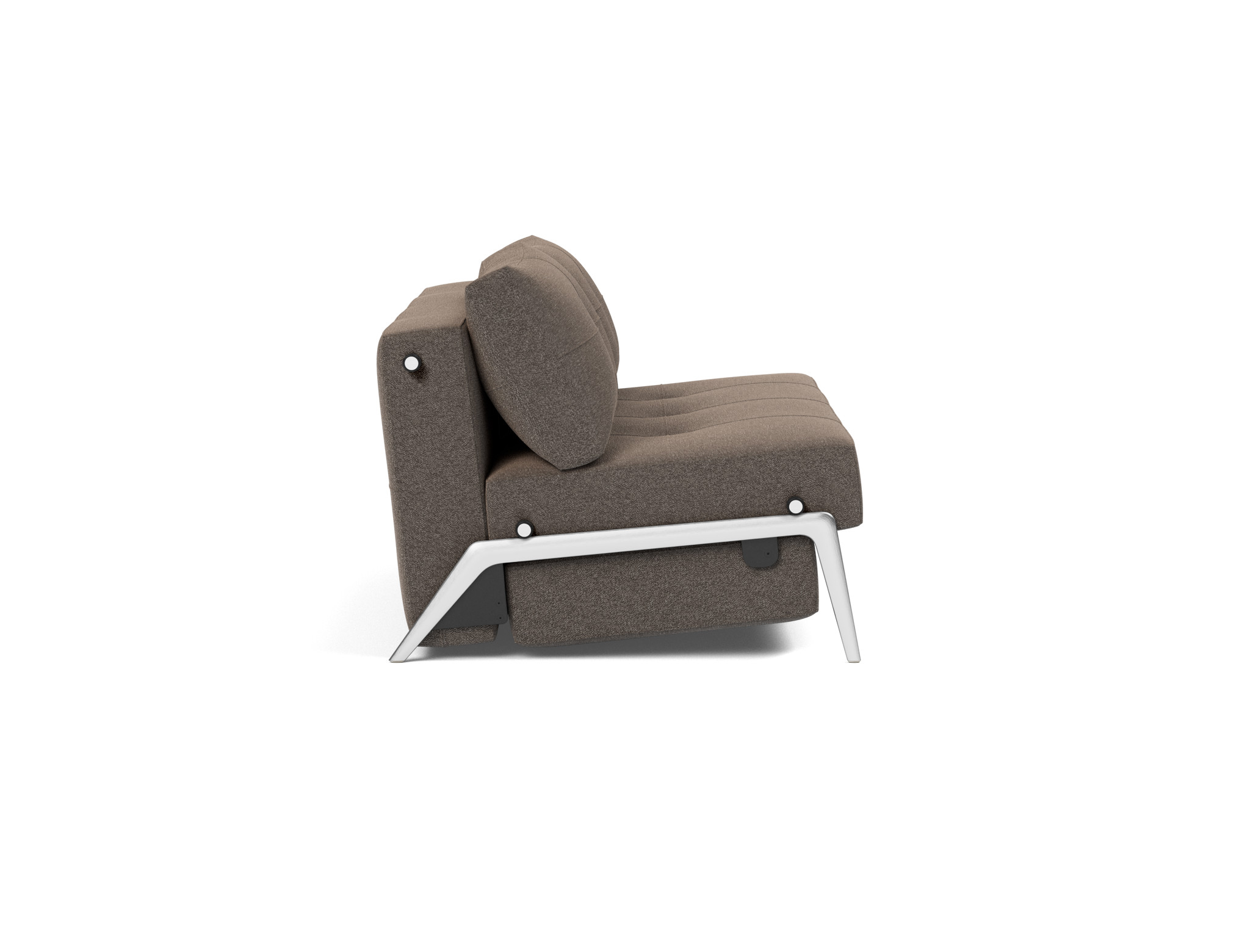 Schlafsofa Cubed 140 Boucle Skandi 530-Taupe Beine Aluminium