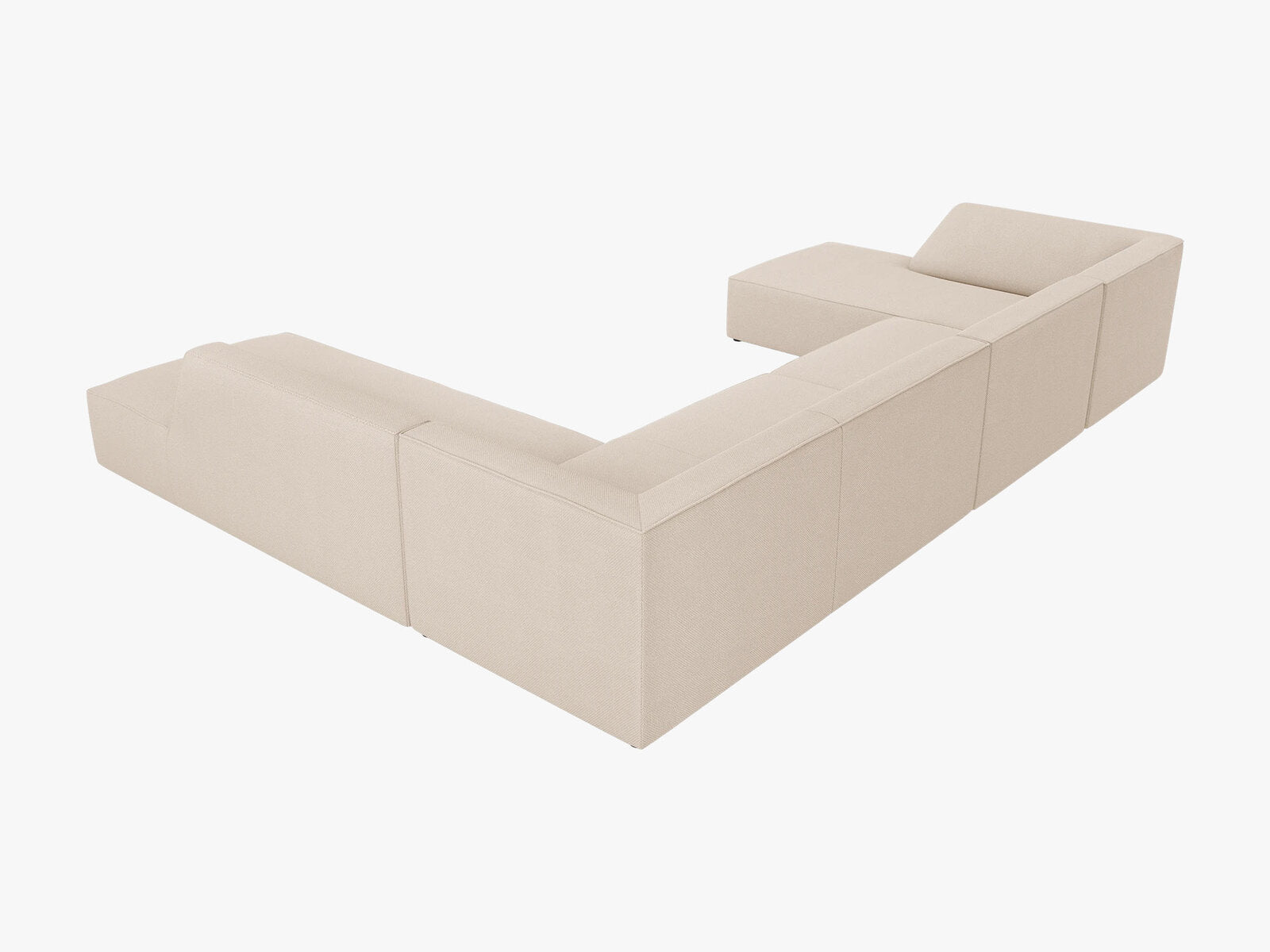 Micadoni Panorama-Ecksofa Ruby 7-Sitzer Rechts Strukturierter Stoff Ottawa Beige
