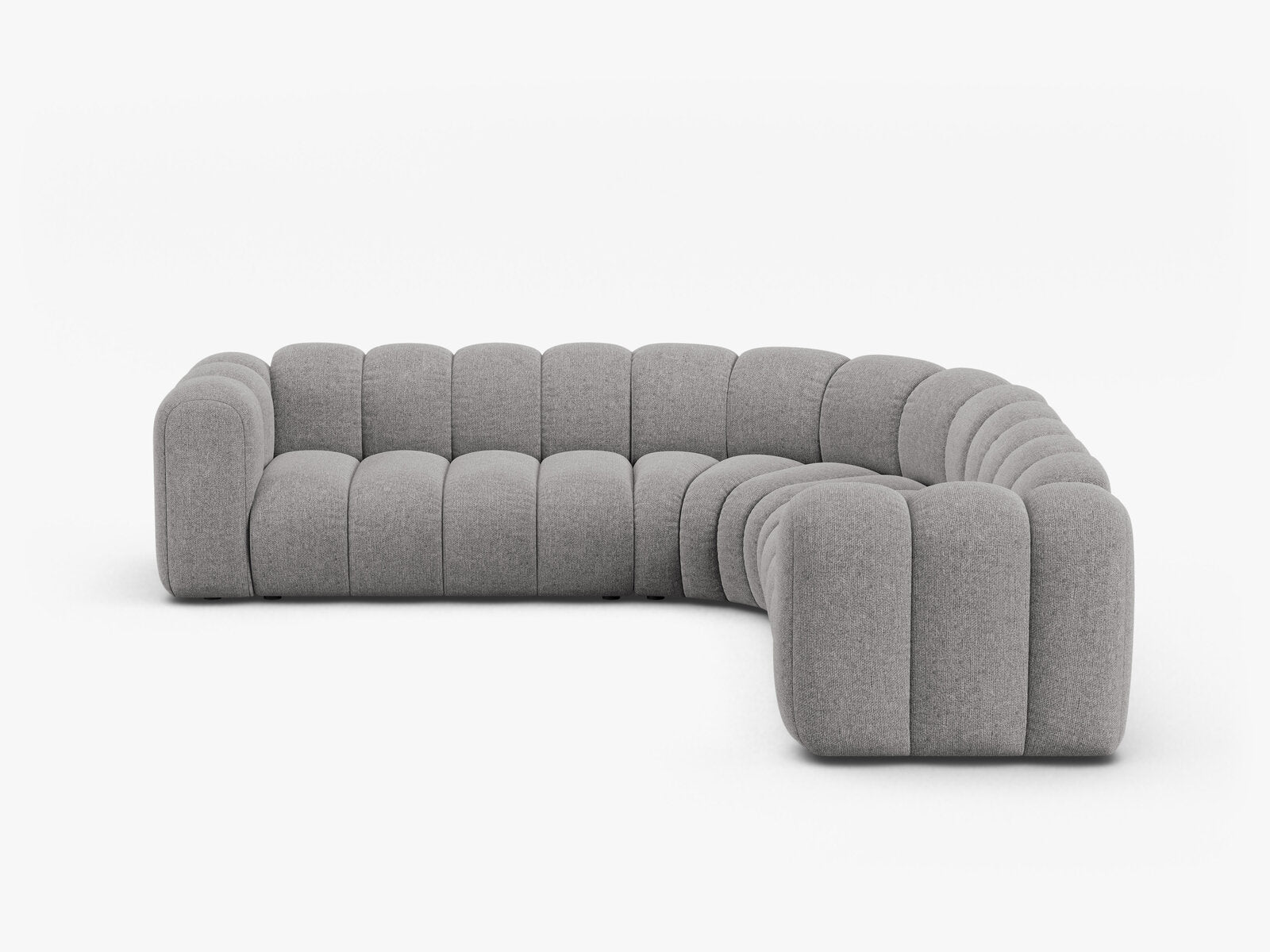 Micadoni symmetrisches Ecksofa Lupine 5-Sitzer mittelgroß Chenille Eden Hellgrau