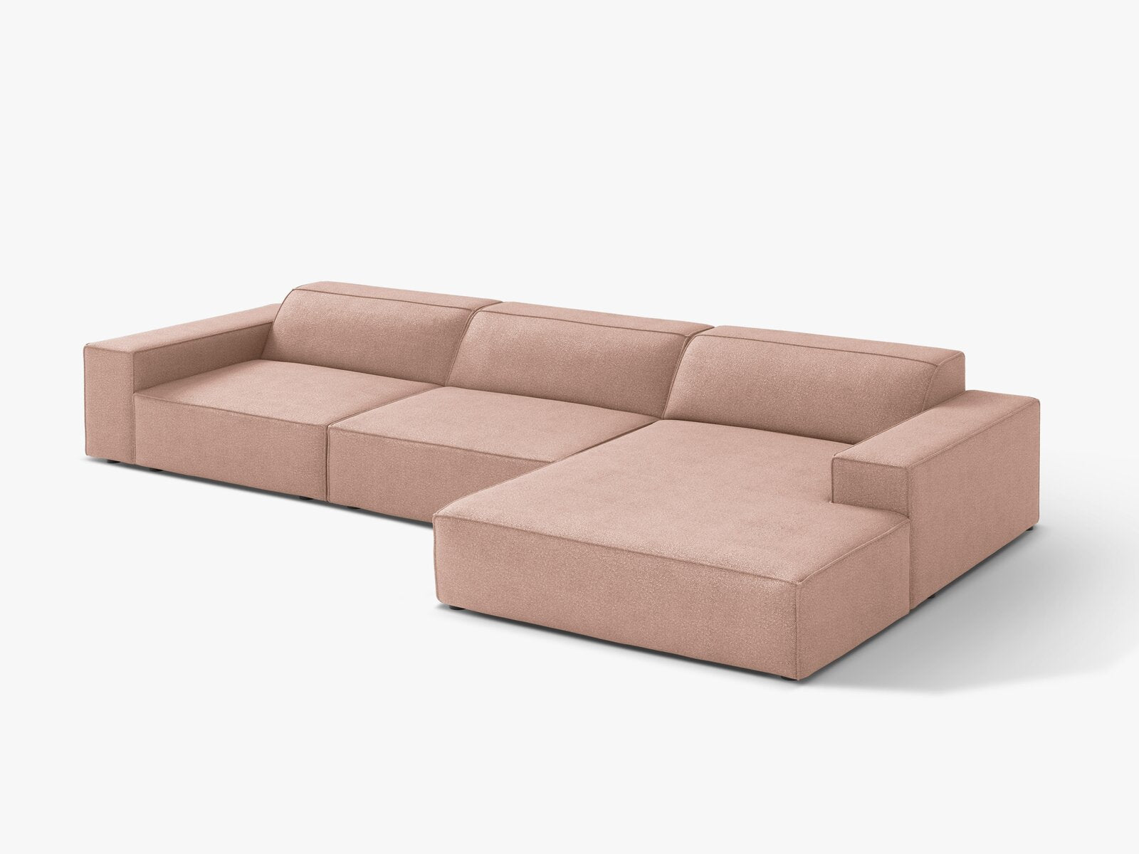 Micadoni Ecksofa Jodie 4-Sitzer Rechts Boucle Baloo Puderrosa