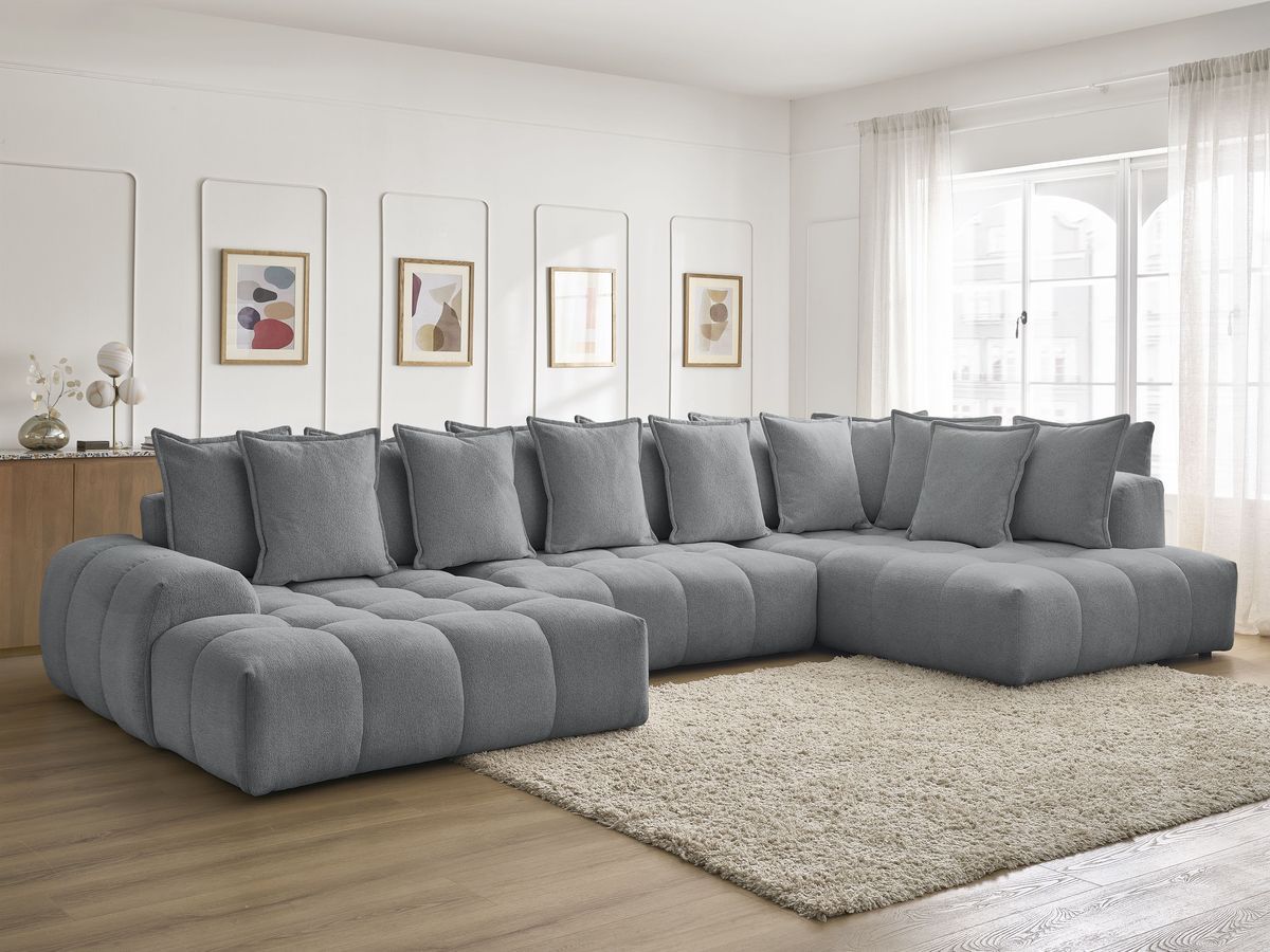 Bobochic Everest Wohnlandschaft, 14 Kissen Melange-Stoff Dunkelgrau Ecke links