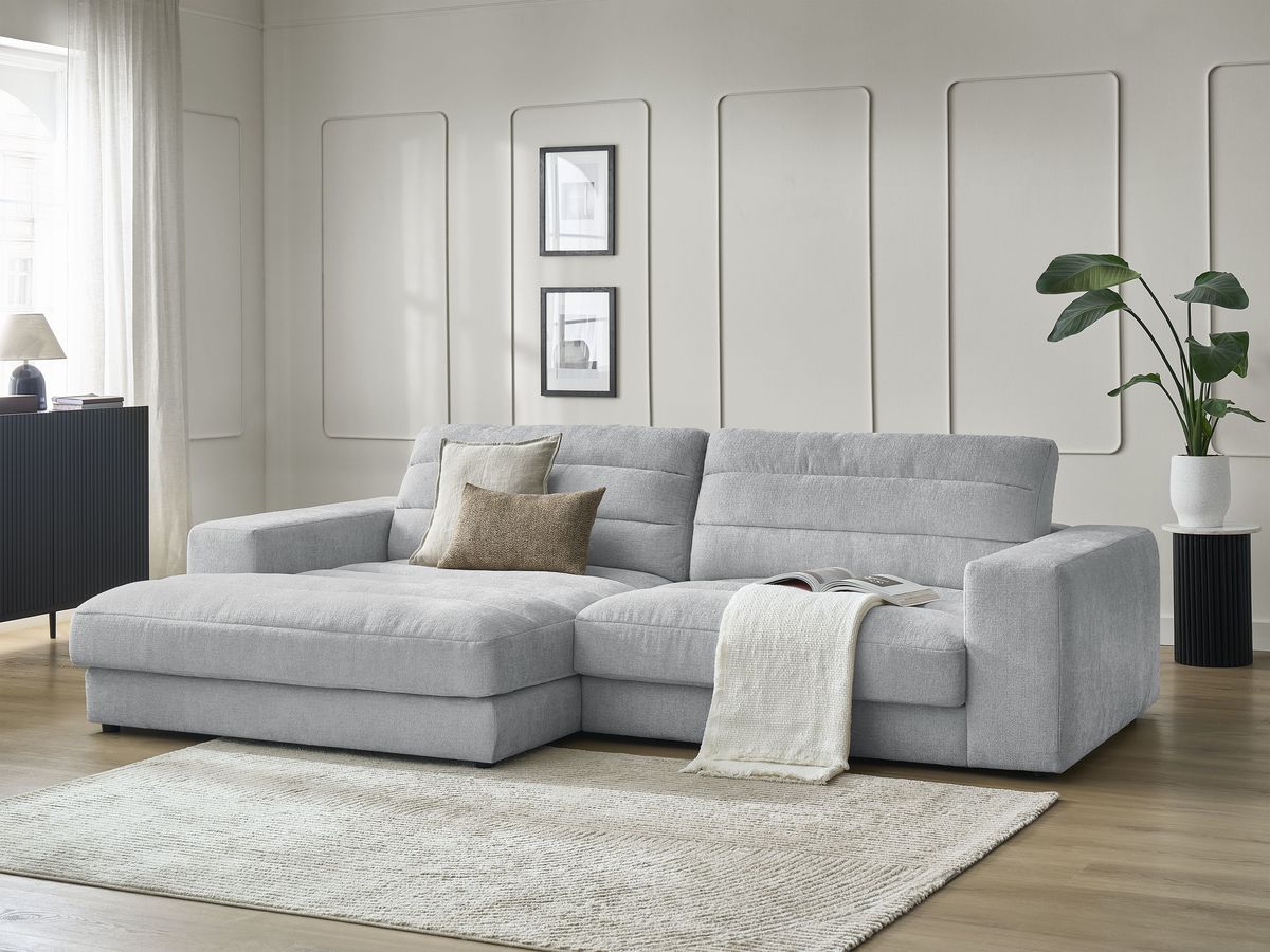 Bobochic Sierra Ecksofa Strukturstoff Hellgrau Ecke links